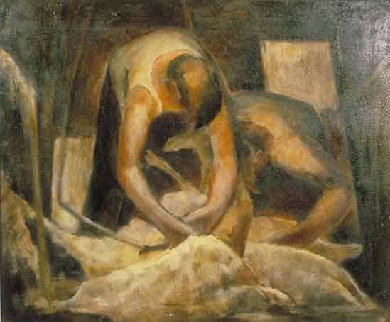 The Shearers by Grahame E. King, Oil 